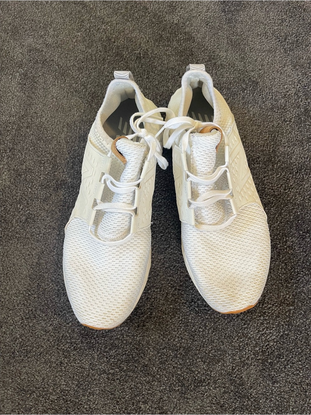 New Balance White and Tan Running Sneakers